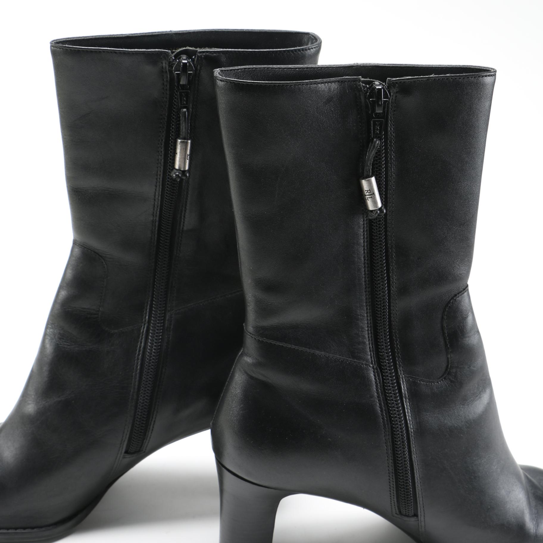 Ralph Lauren Black Leather "Coleen" Boots