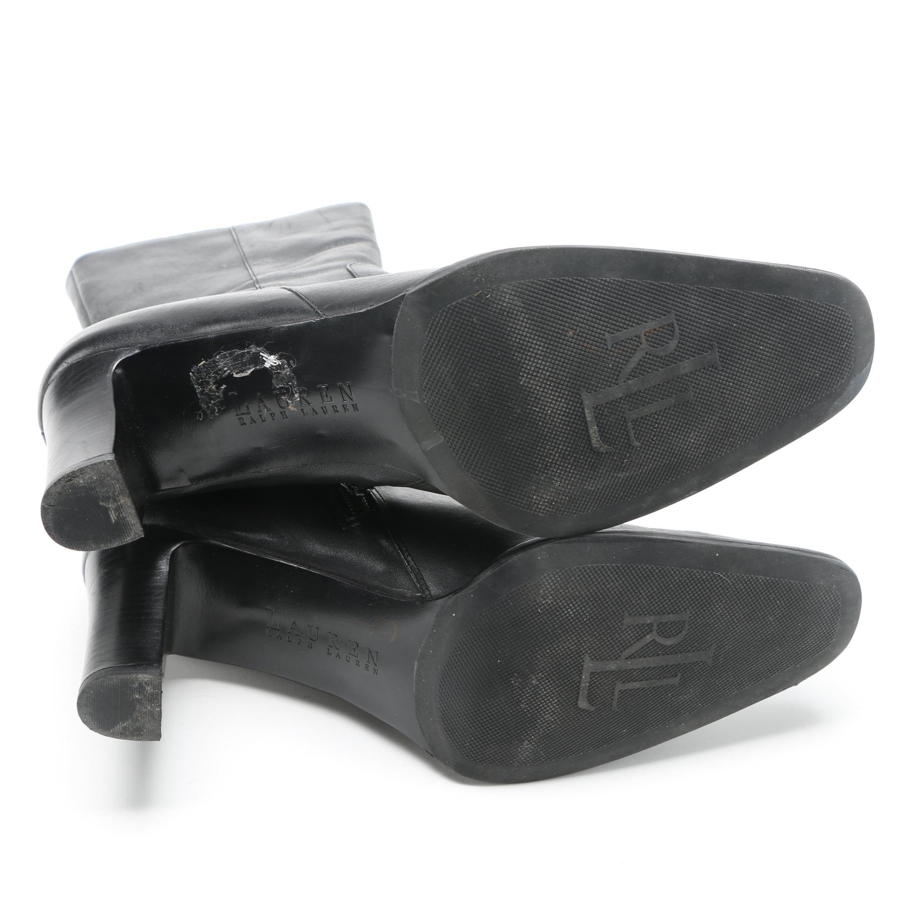 Ralph Lauren Black Leather "Coleen" Boots