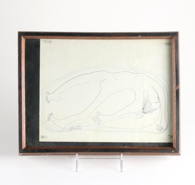 Hunter Signed Original Pen Drawing of a Figure