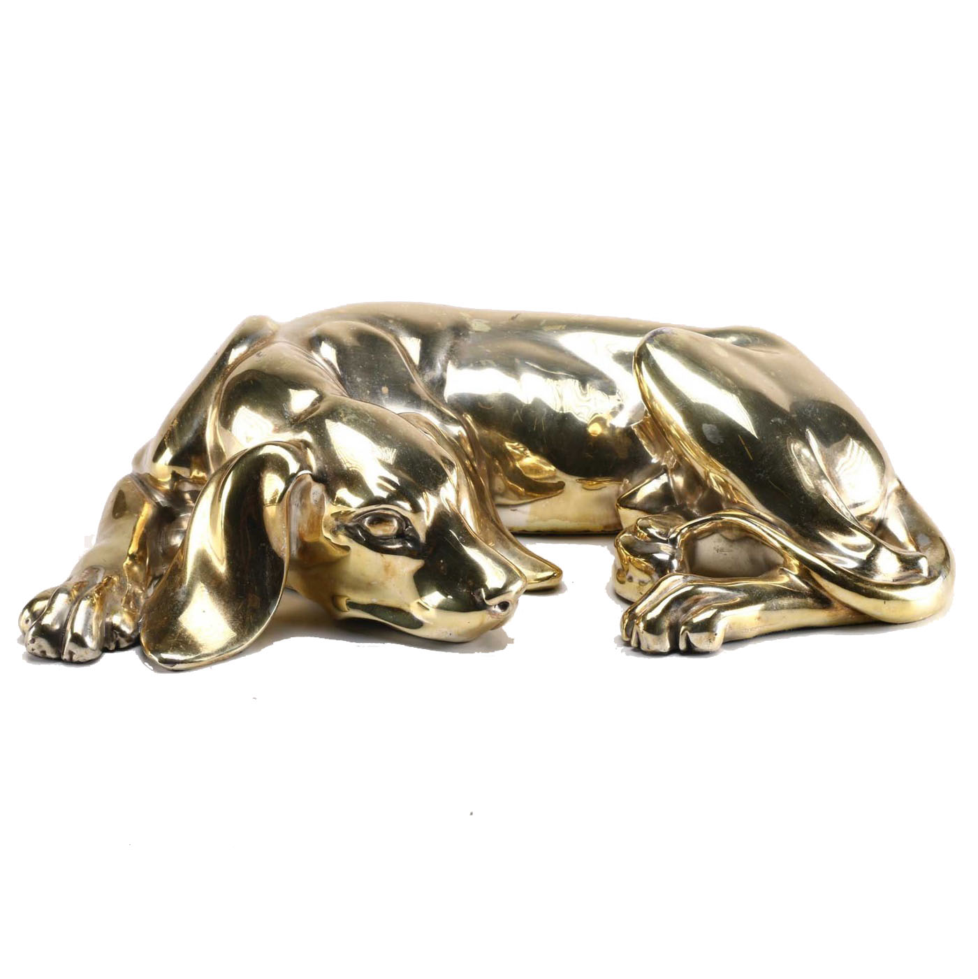 D'Argenta International Gold Tone Dog Statue
