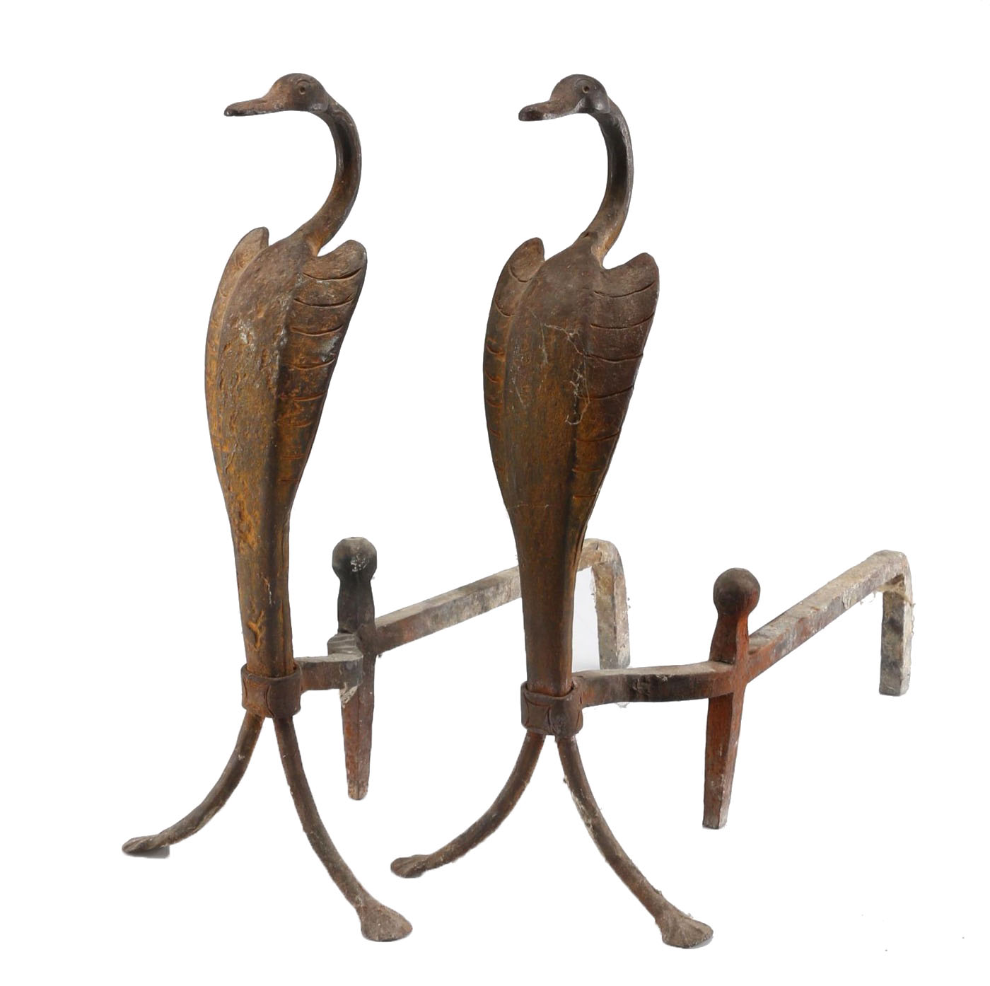 Cast Iron Bird Andirons