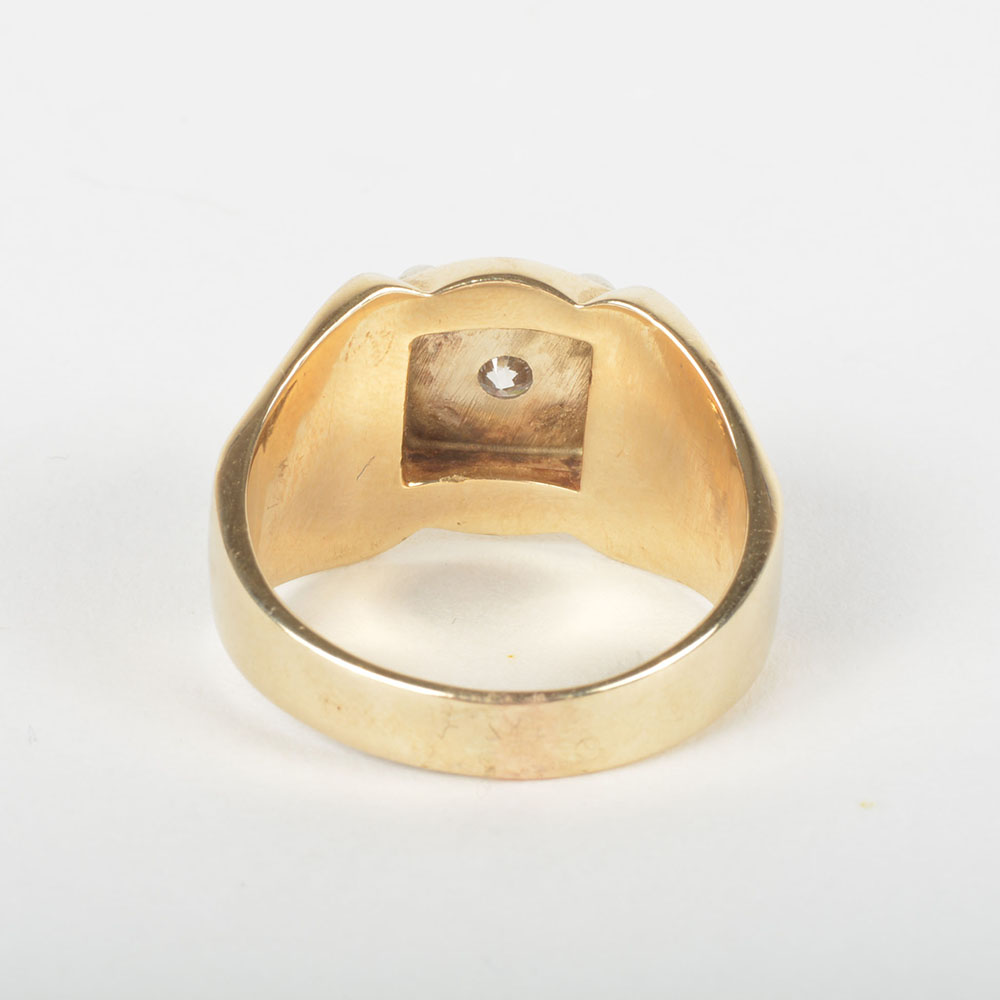 10K Yellow Gold Men's Masonic Diamond Ring