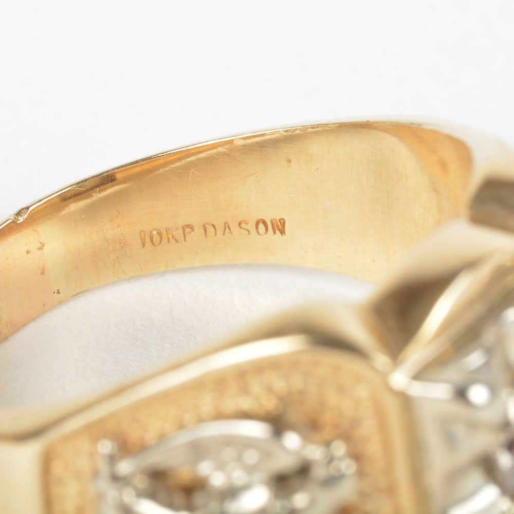 10K Yellow Gold Men's Masonic Diamond Ring