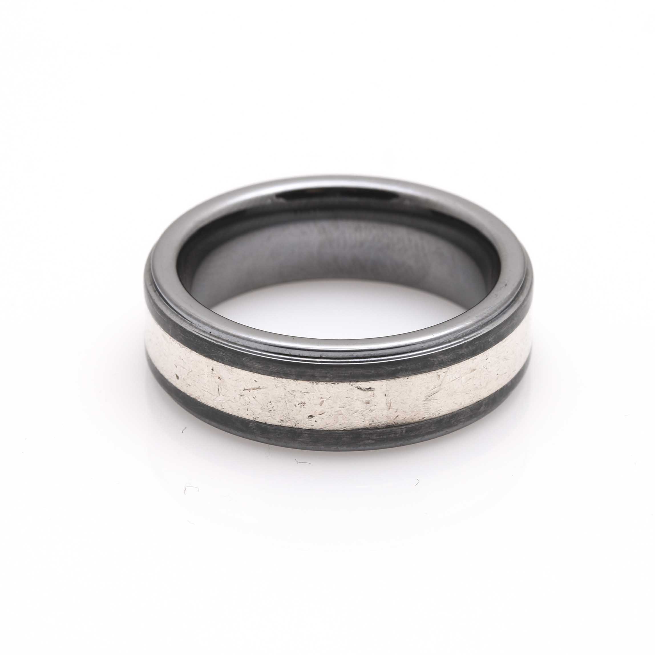 Tungsten and Sterling Silver Diamond Band