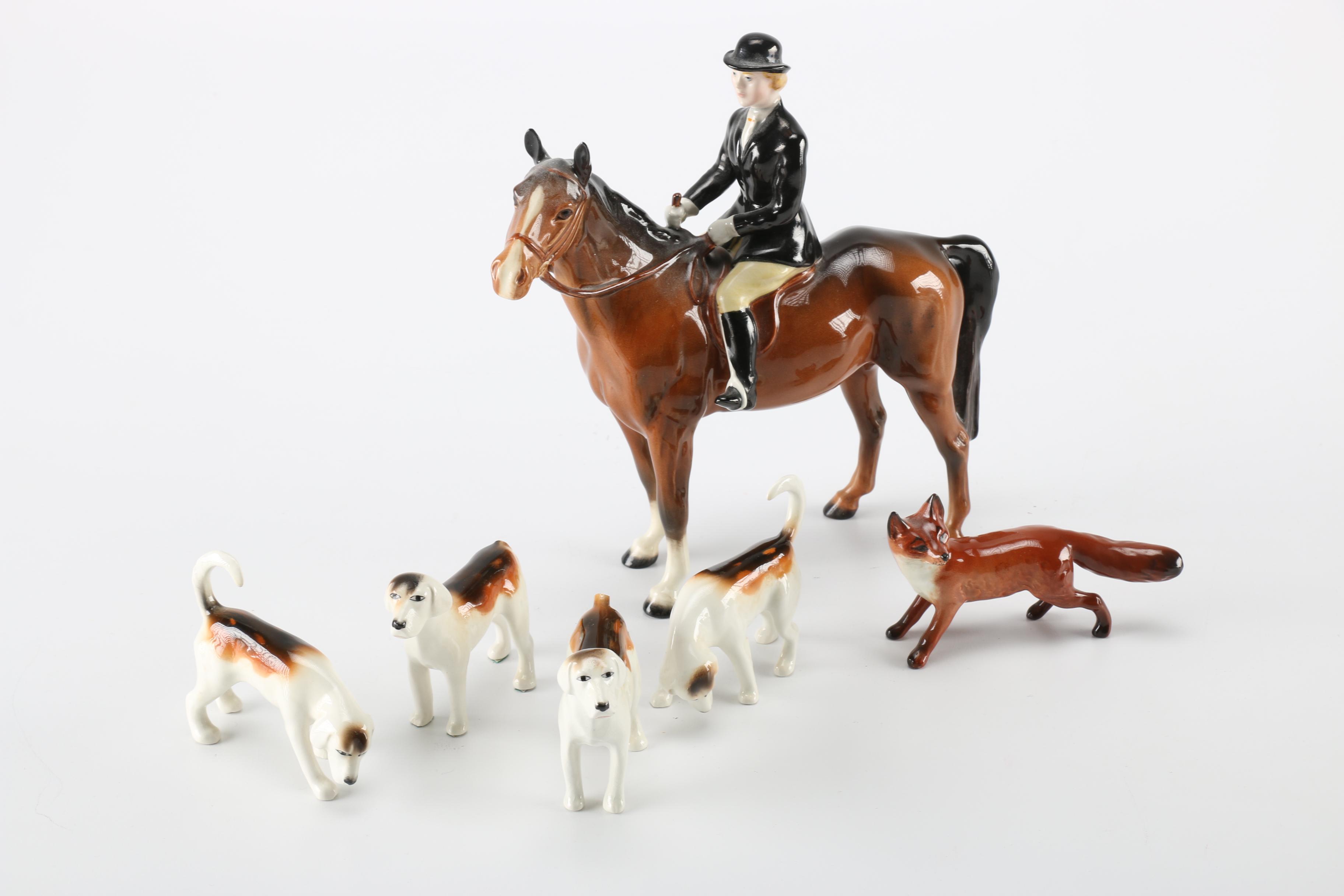 Group of Beswick Fox Hunting Figurines