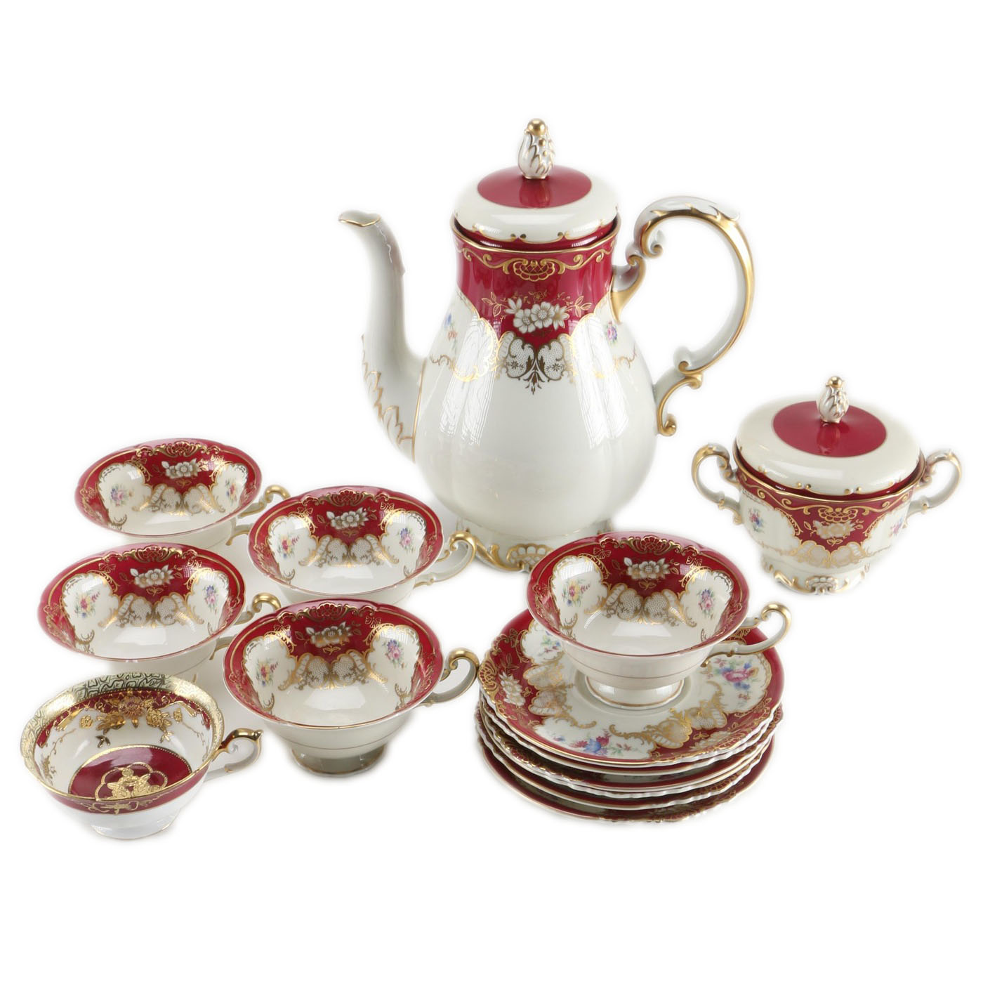 Royal Tettau "ROT243" Red and Gold Tea China