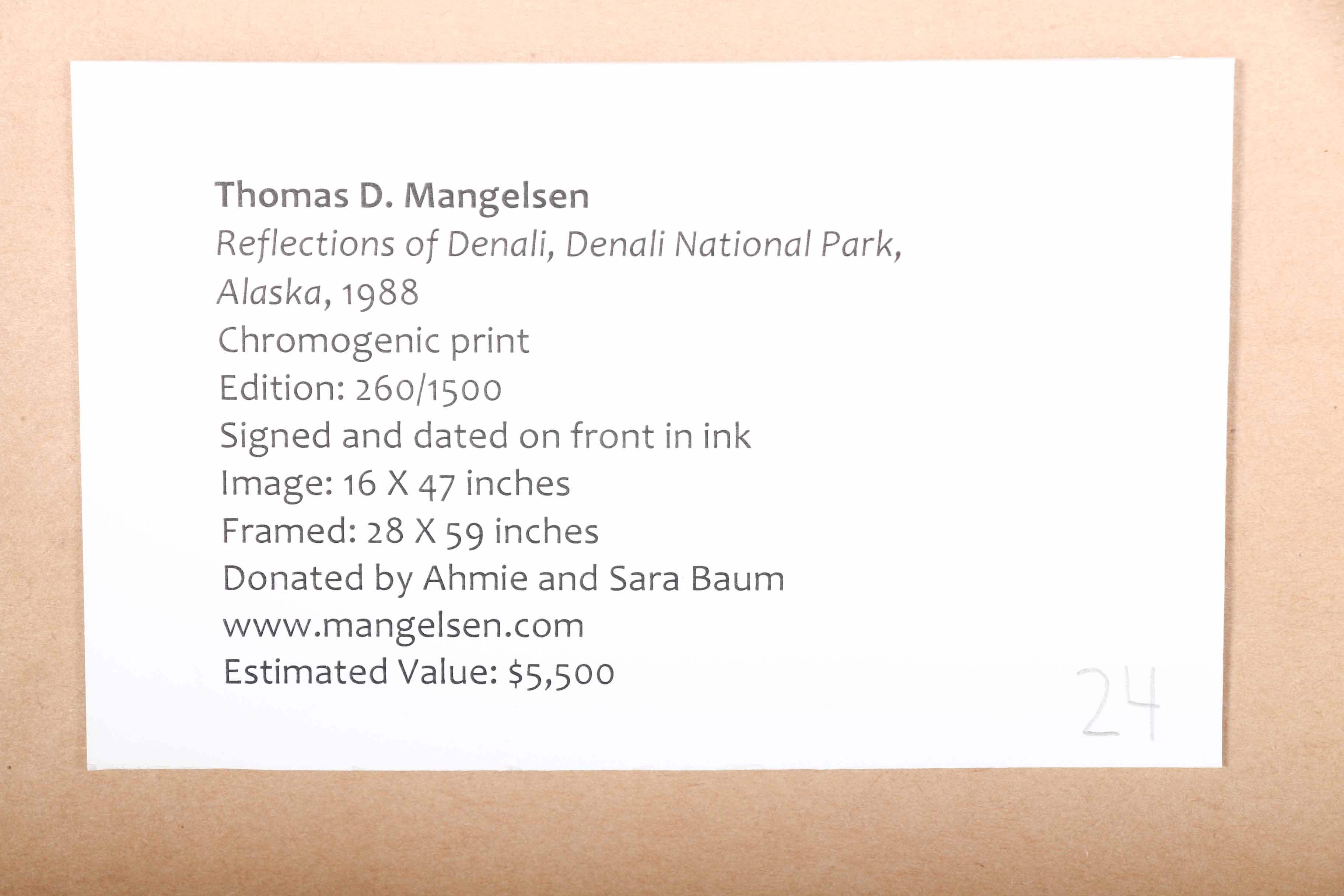 Thomas D. Magelsen "Reflections Of Denali" 1988 Signed LImited Edition Chromogenic Print