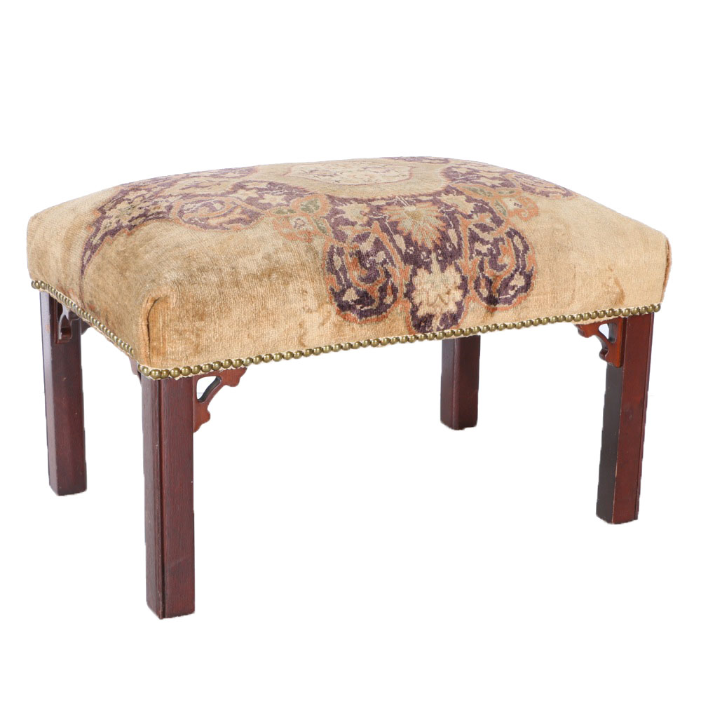 Chippendale Style Upholstered Footstool