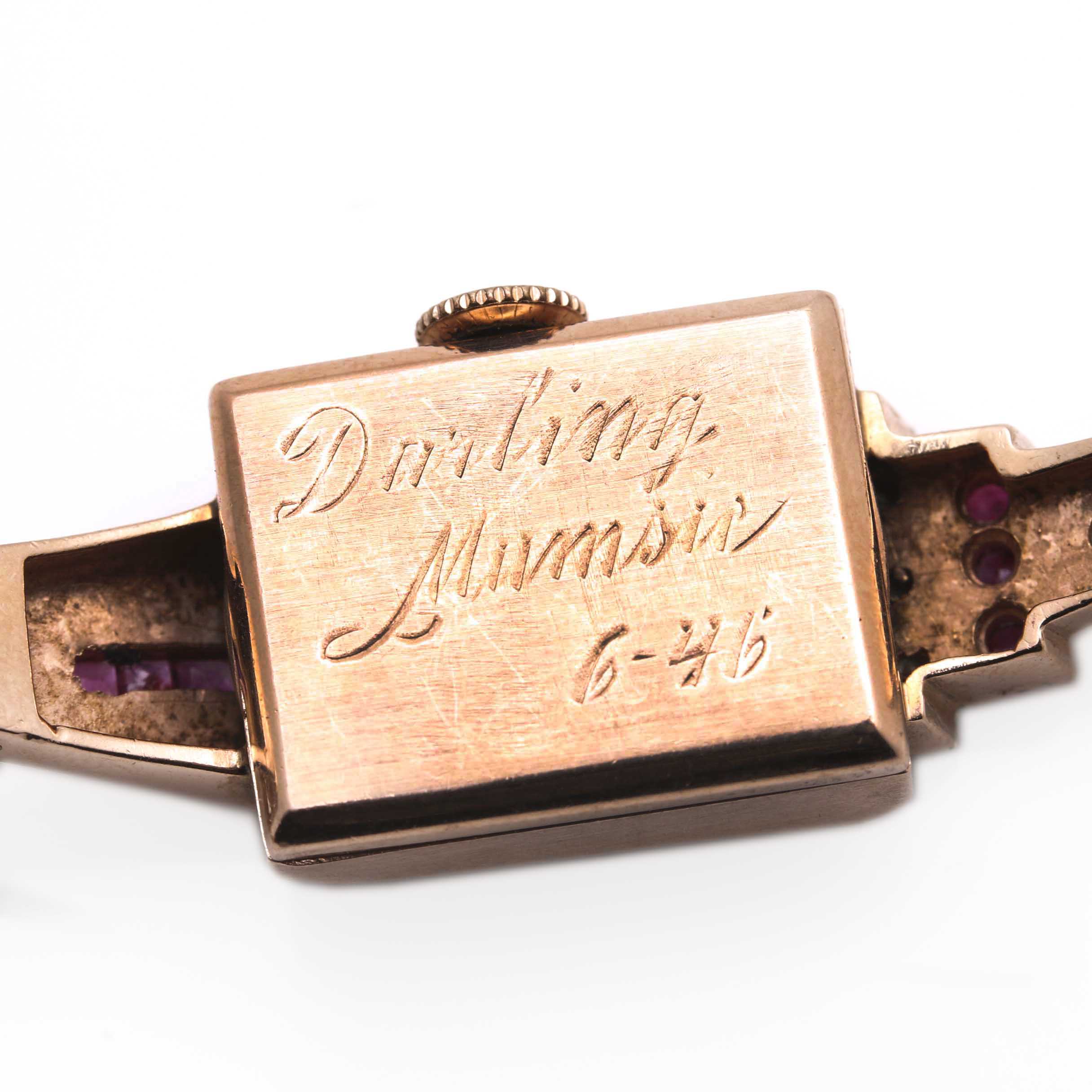 Vintage Women's Rima 14K Rose Gold Diamond and Ruby Watch