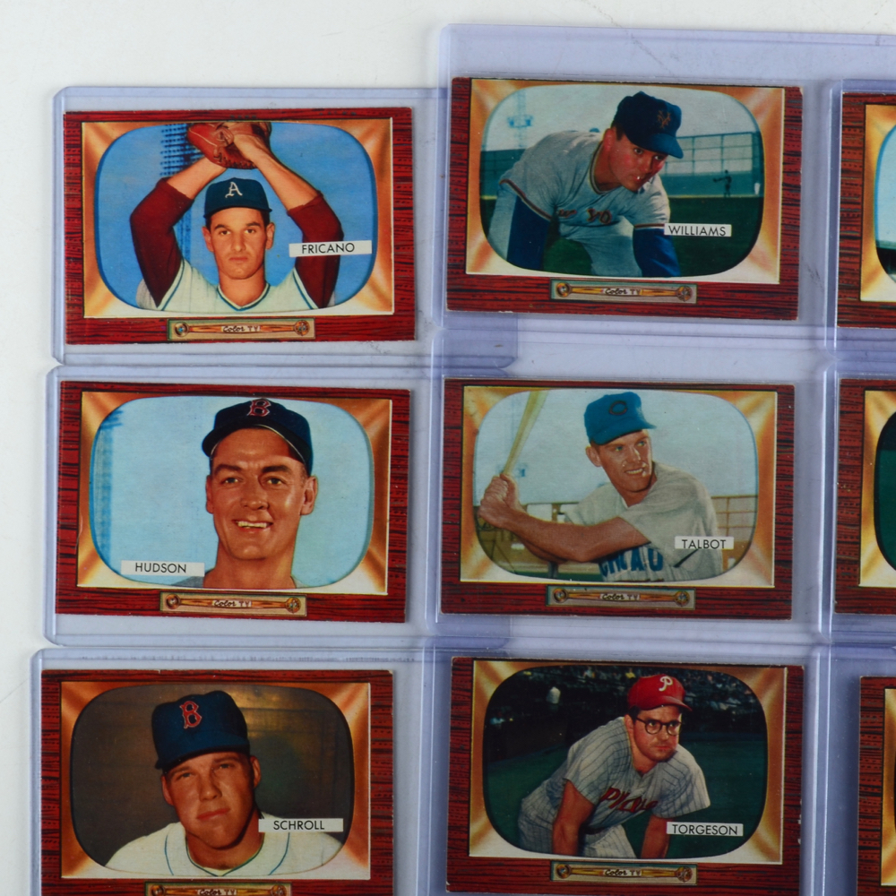 Eighteen 1955 Bowman Baseball Cards