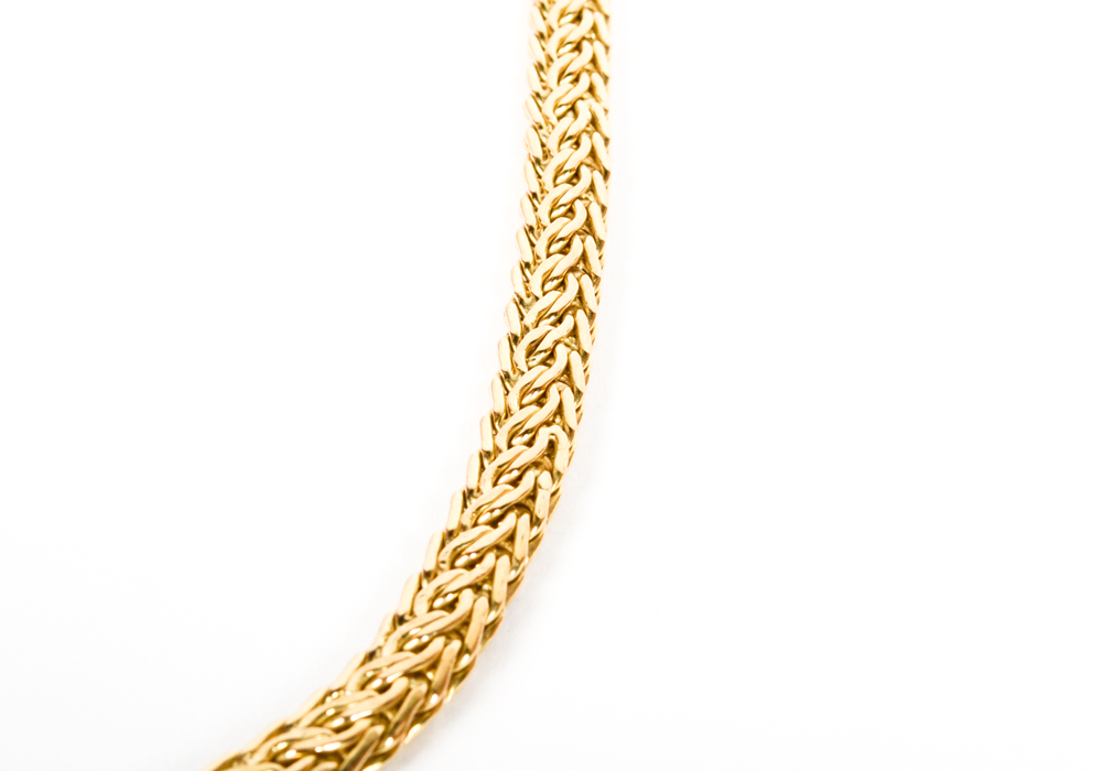 14K Yellow Gold Woven Chain Bracelet and Necklace