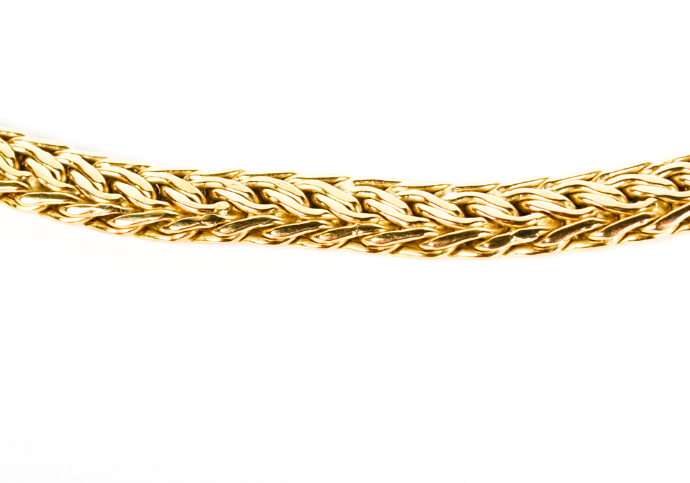 14K Yellow Gold Woven Chain Bracelet and Necklace