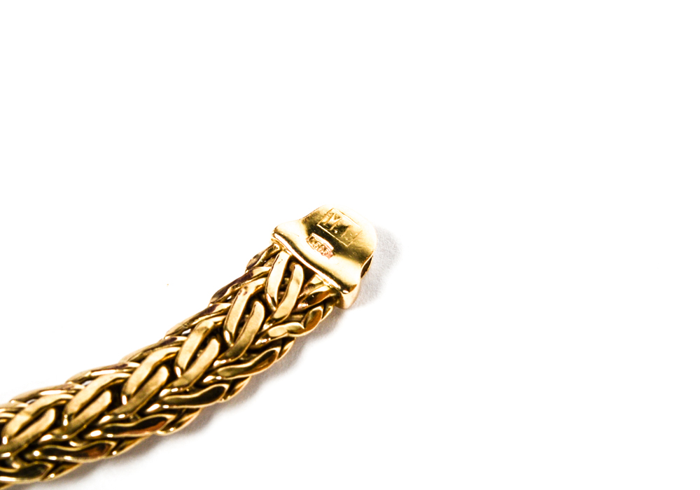 14K Yellow Gold Woven Chain Bracelet and Necklace