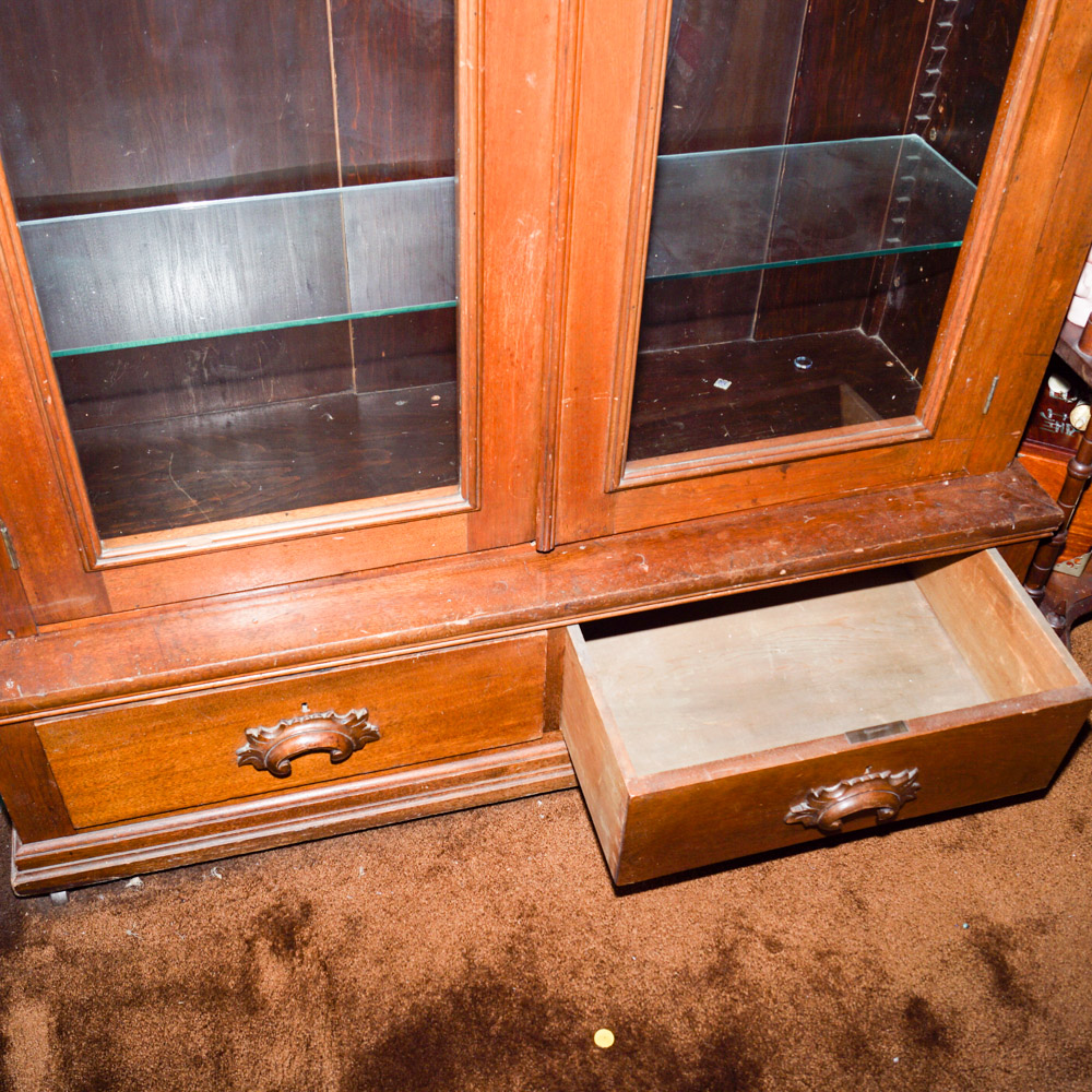 Antique Wood Display Cabinet