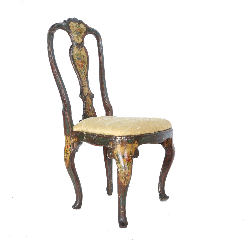 Late 18th Century Italian Rococo Polychromed Side Chair