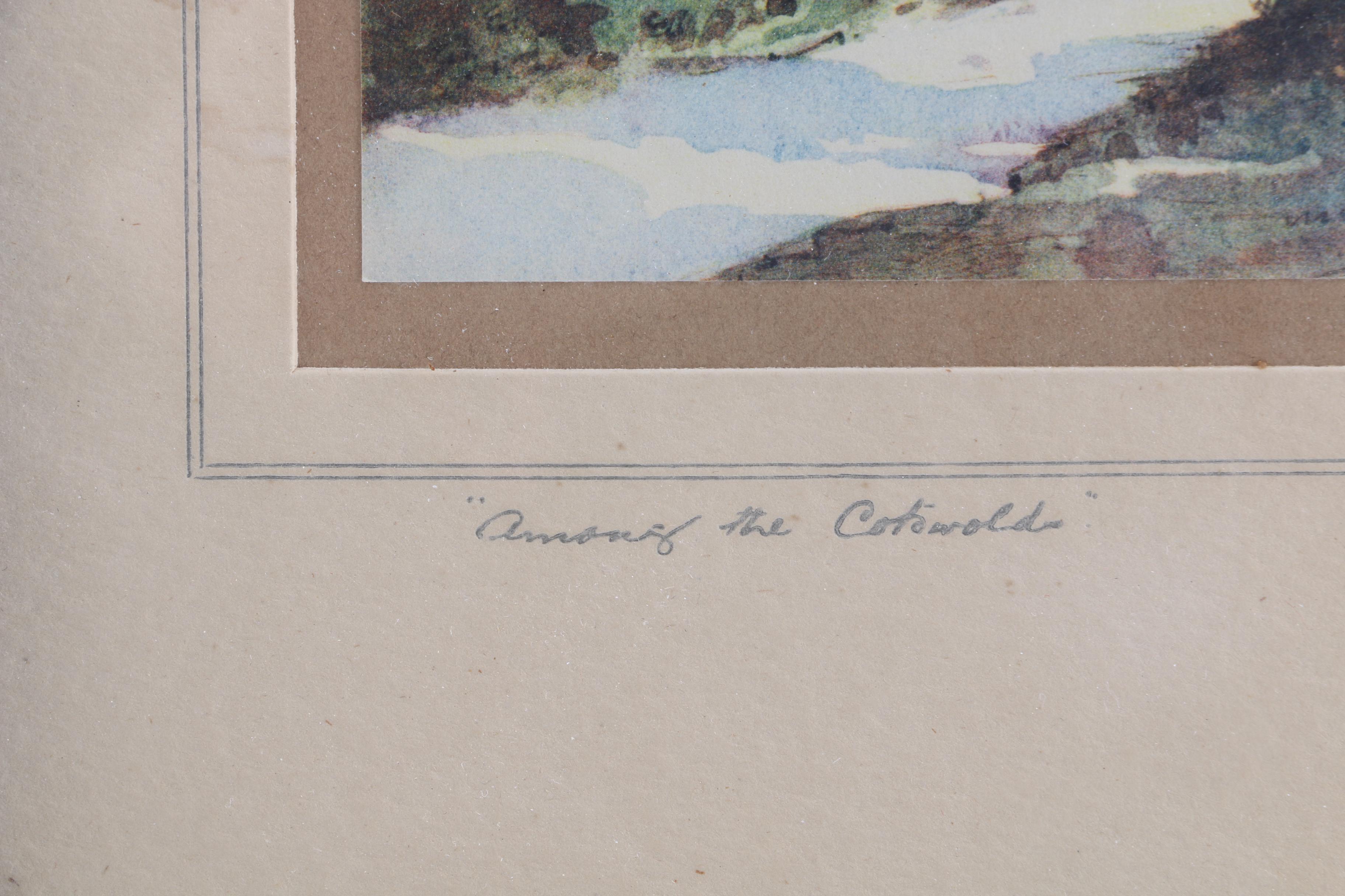 Geo H. Downing Watercolor "Among the Cotswold"