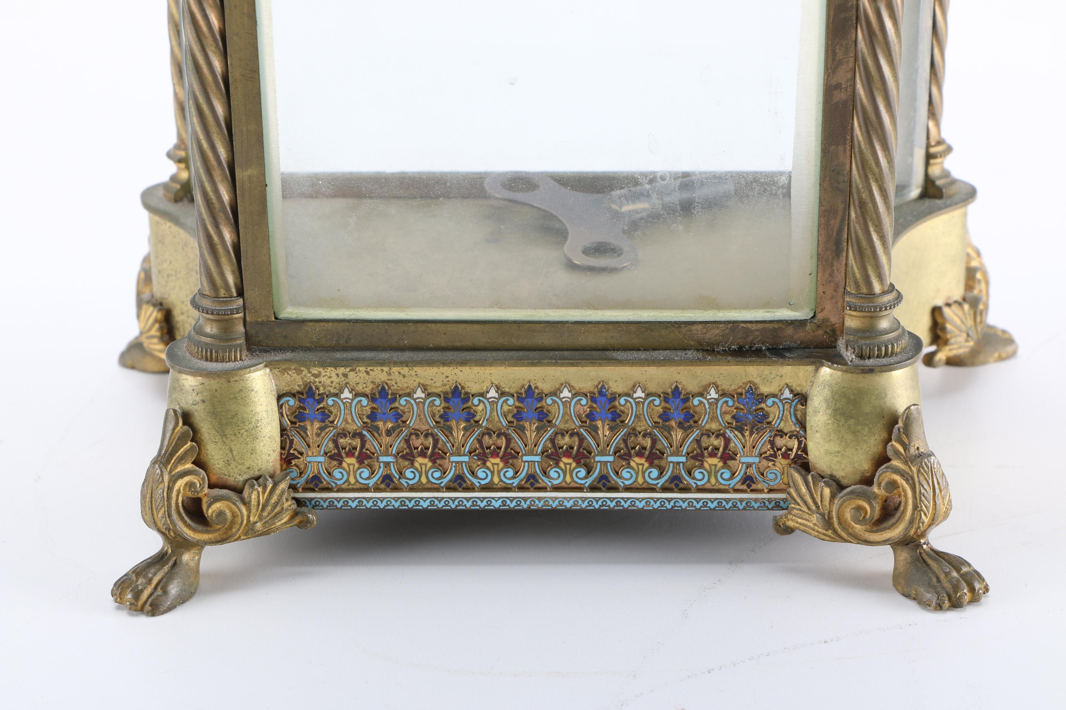 Vintage French Cloisonné Enamel and Brass Mantel Clock