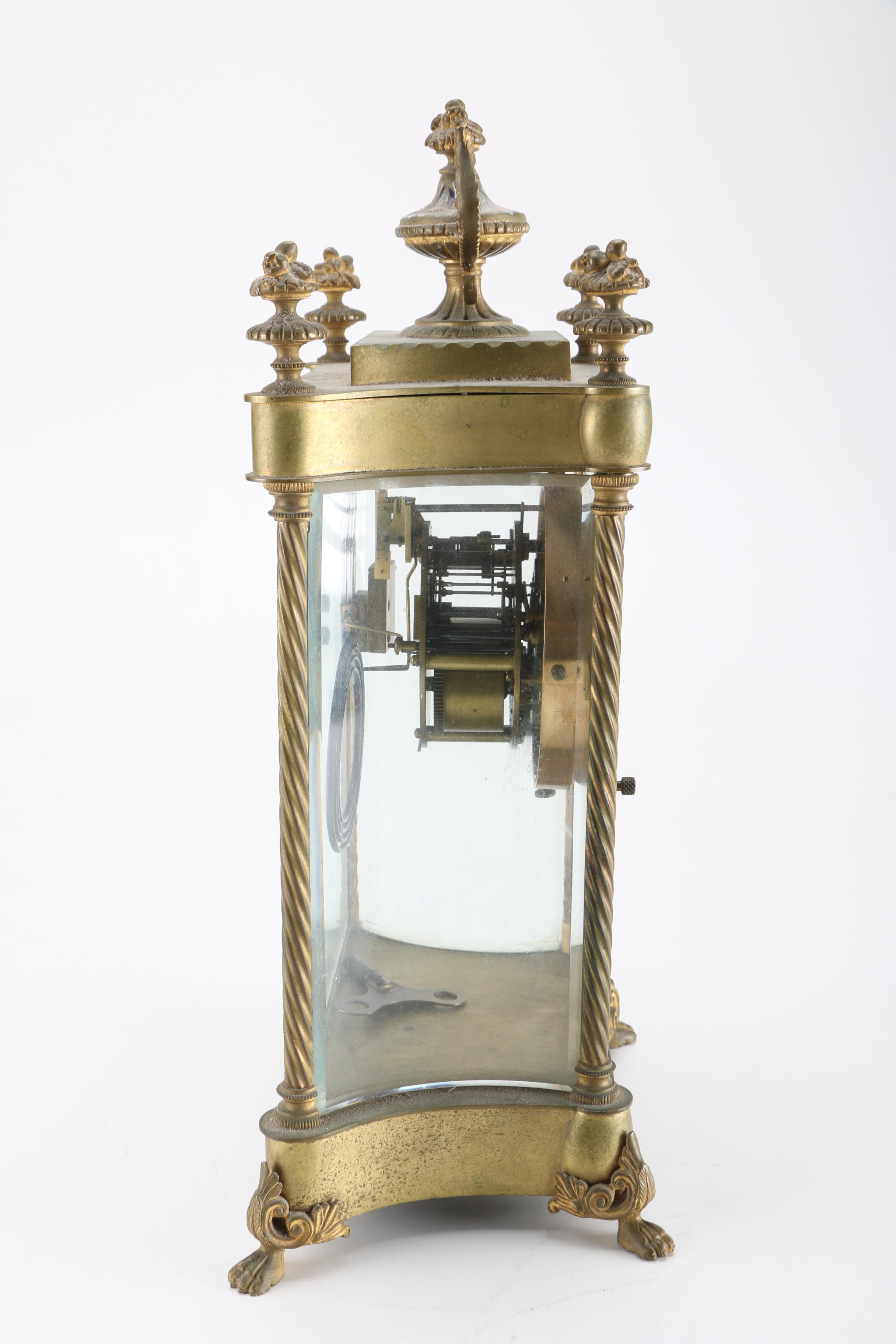 Vintage French Cloisonné Enamel and Brass Mantel Clock