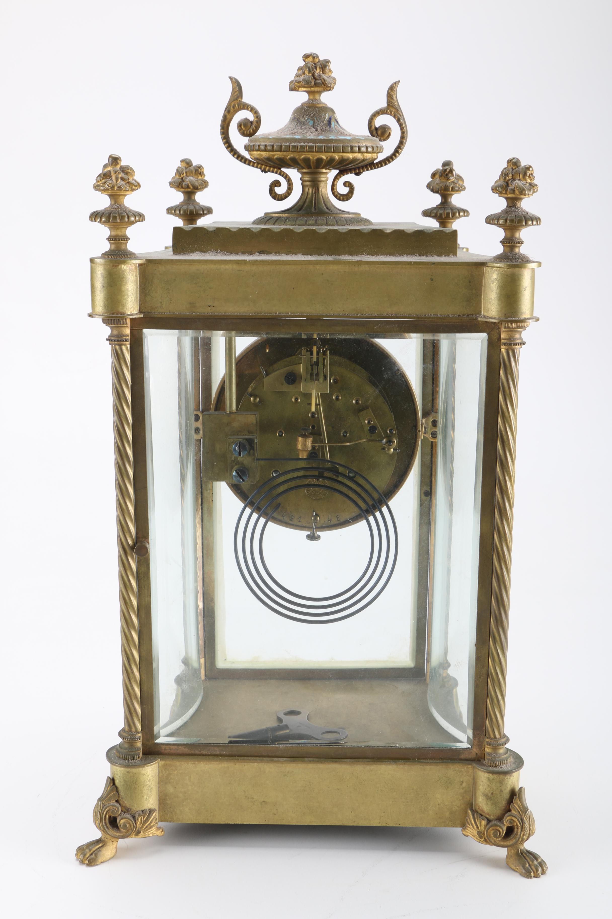 Vintage French Cloisonné Enamel and Brass Mantel Clock