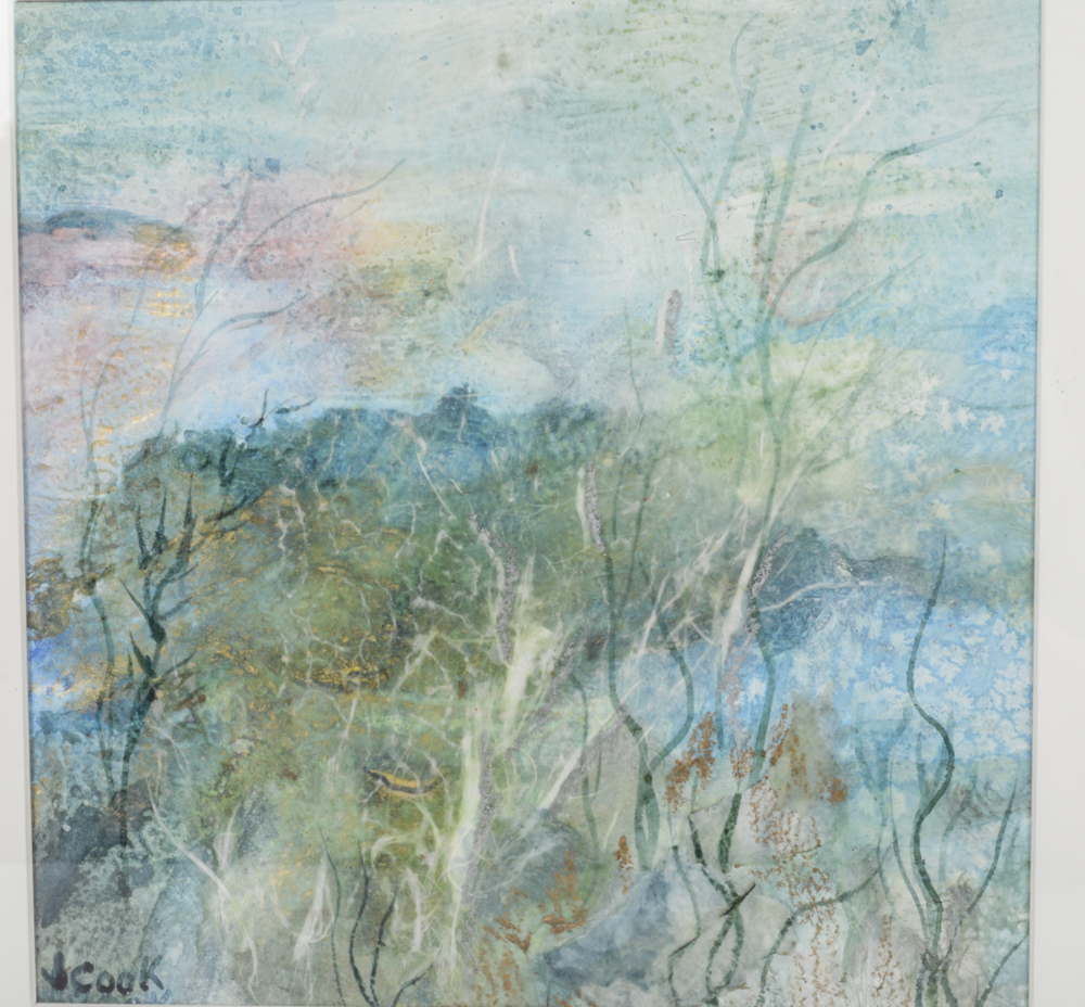 Jane Cook Watercolor Collage "Sea Garden"