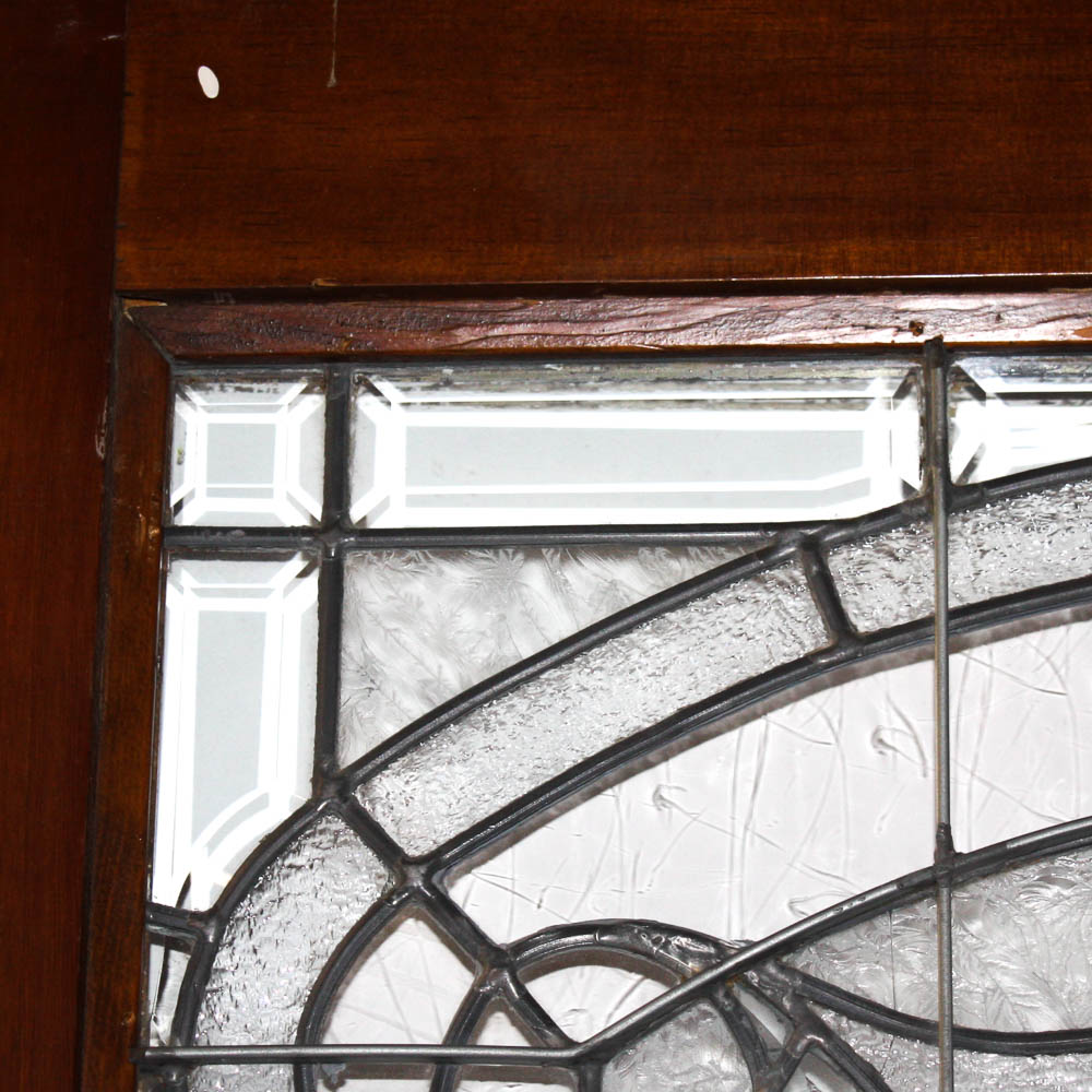 Wood Front Door with Leaded Glass