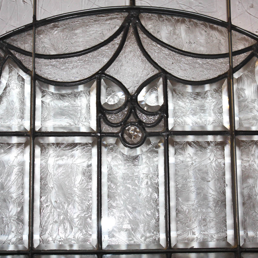 Wood Front Door with Leaded Glass