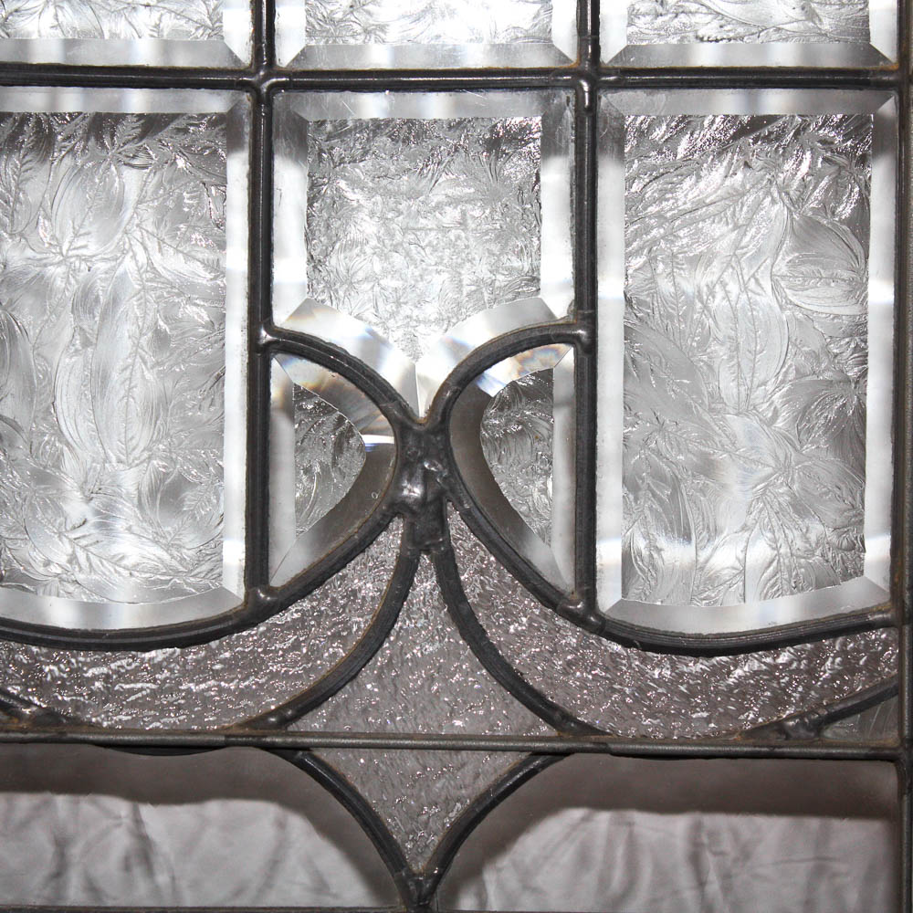 Wood Front Door with Leaded Glass