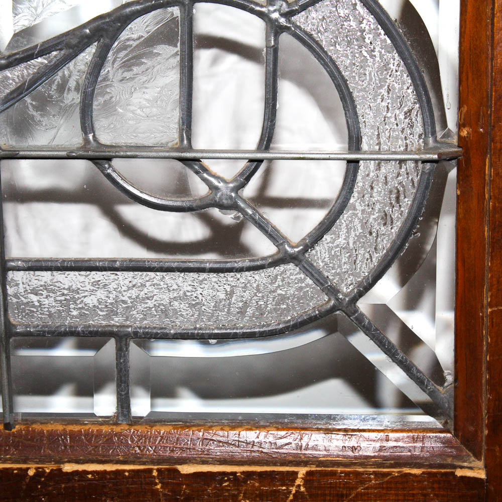 Wood Front Door with Leaded Glass