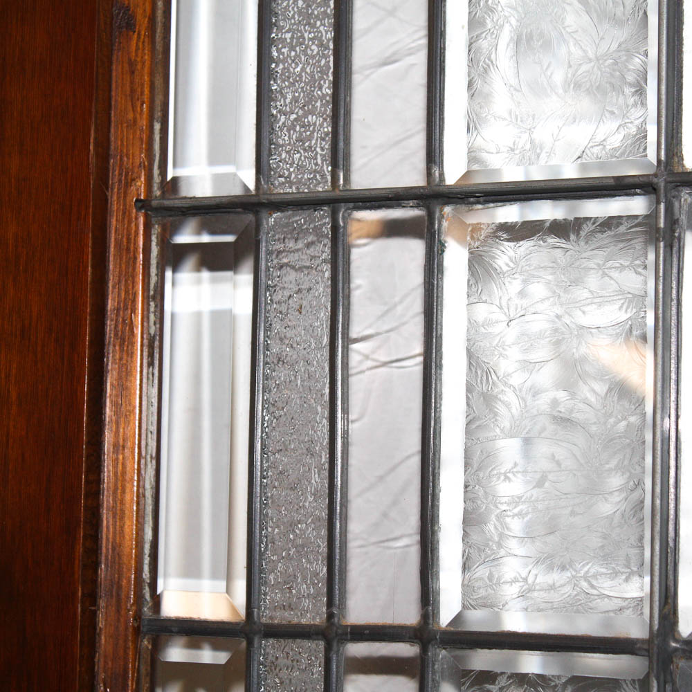 Wood Front Door with Leaded Glass