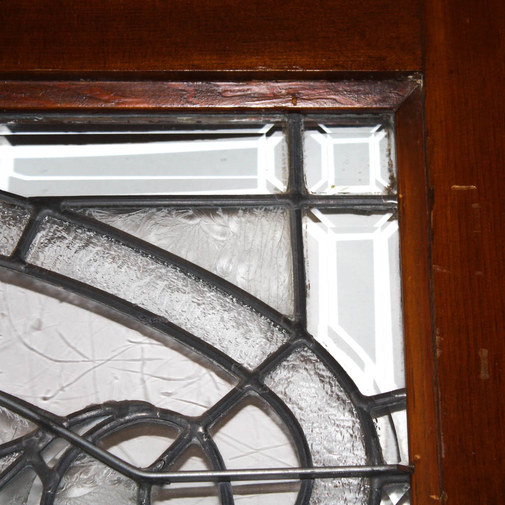 Wood Front Door with Leaded Glass