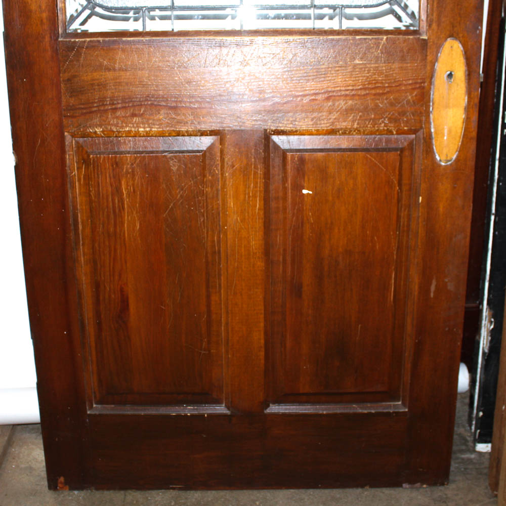 Wood Front Door with Leaded Glass