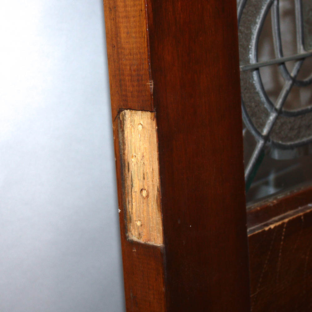 Wood Front Door with Leaded Glass