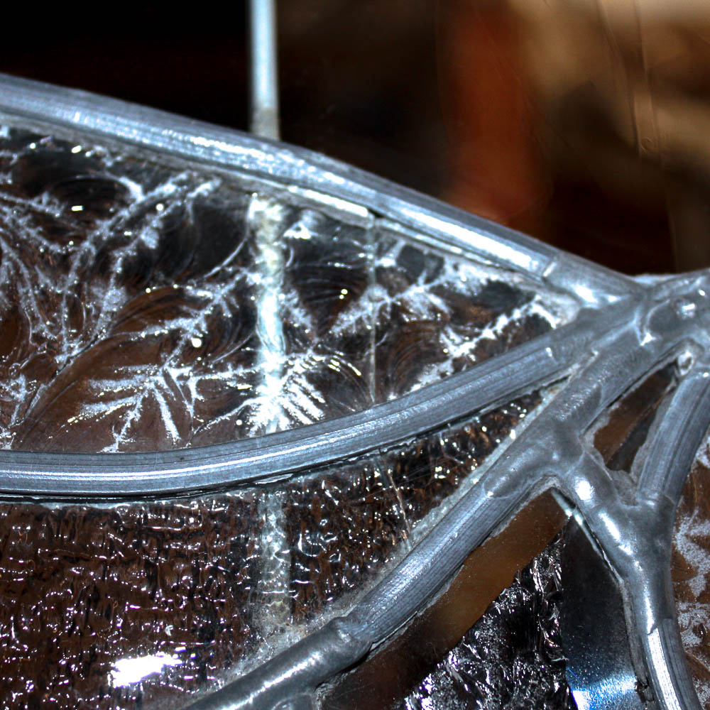 Wood Front Door with Leaded Glass