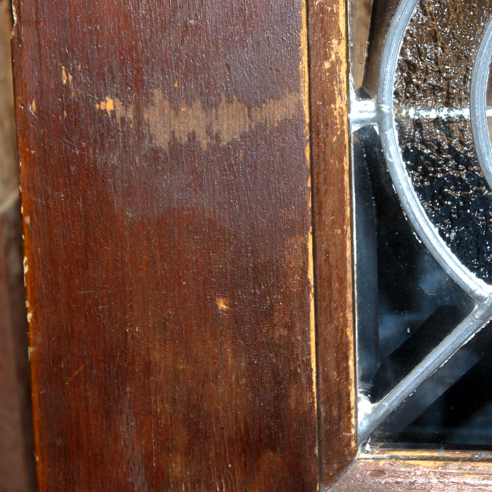 Wood Front Door with Leaded Glass