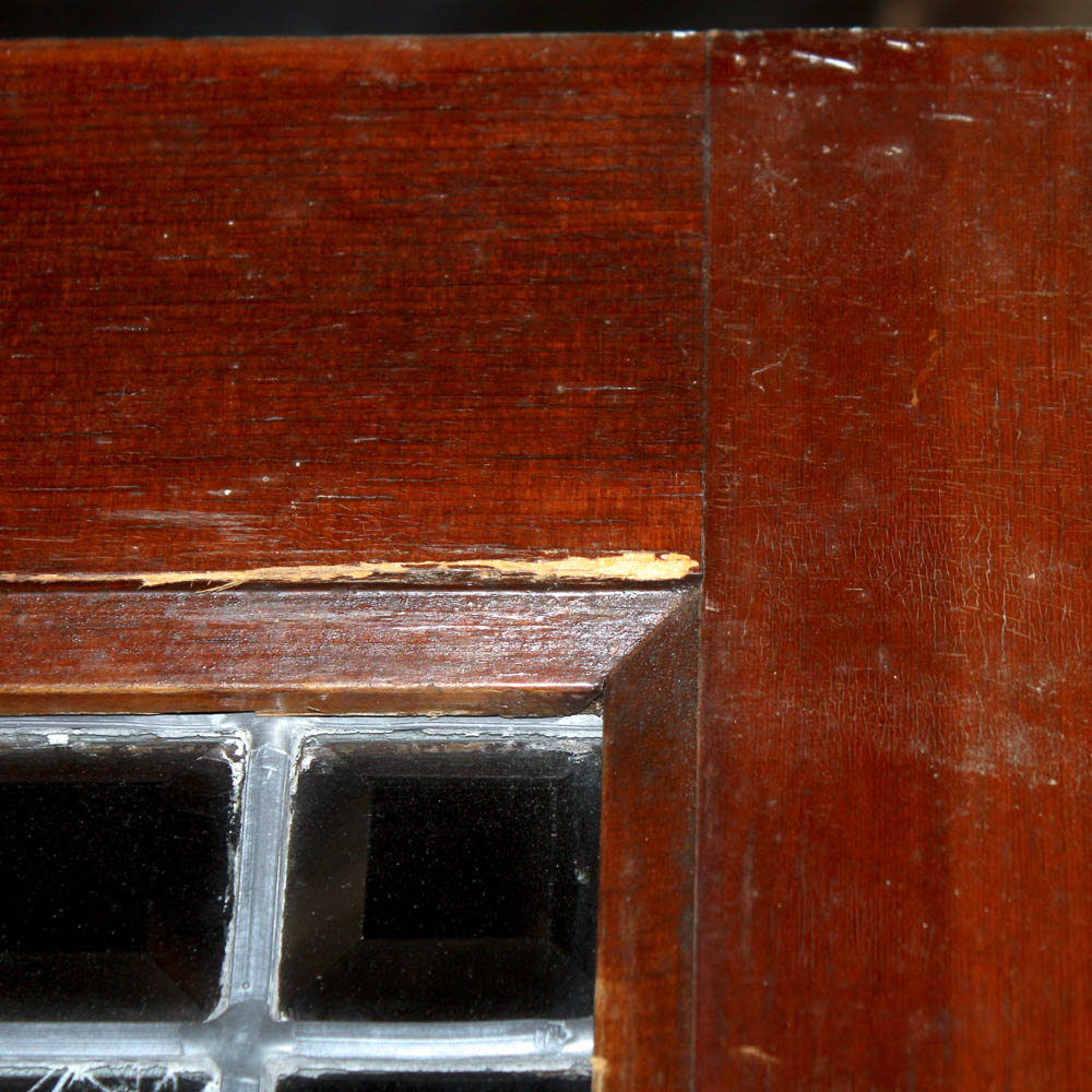 Wood Front Door with Leaded Glass