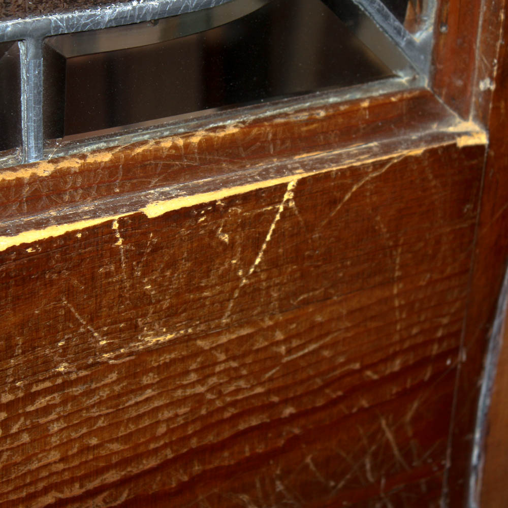 Wood Front Door with Leaded Glass