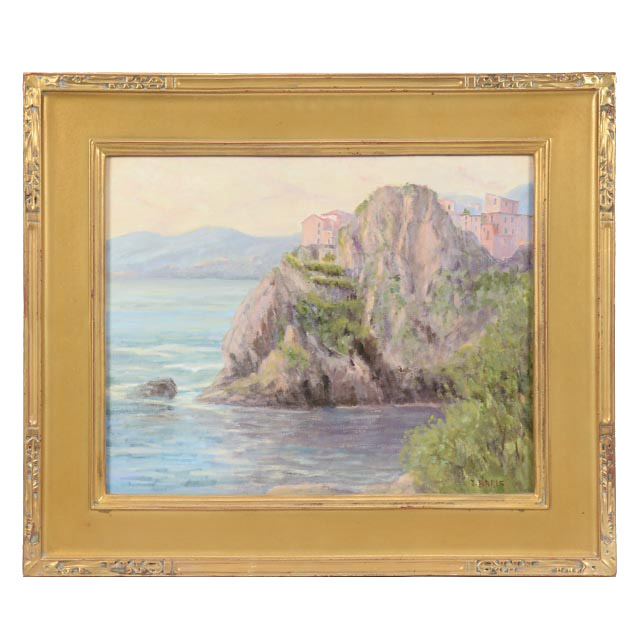 Joseph Baris Original Signed Impressionistic Oil Landscape "Manarola: Cinque Terre, Italy"