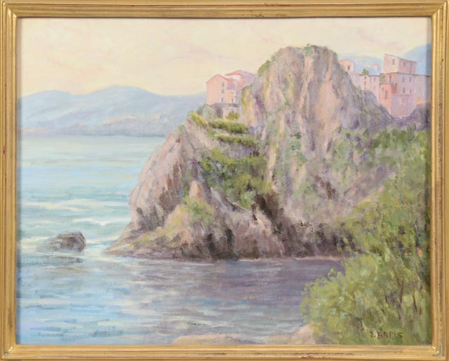 Joseph Baris Original Signed Impressionistic Oil Landscape "Manarola: Cinque Terre, Italy"