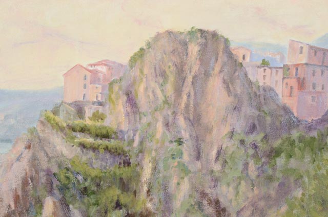 Joseph Baris Original Signed Impressionistic Oil Landscape "Manarola: Cinque Terre, Italy"