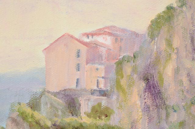 Joseph Baris Original Signed Impressionistic Oil Landscape "Manarola: Cinque Terre, Italy"