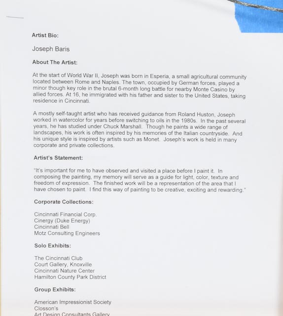 Joseph Baris Original Signed Impressionistic Oil Landscape "Manarola: Cinque Terre, Italy"