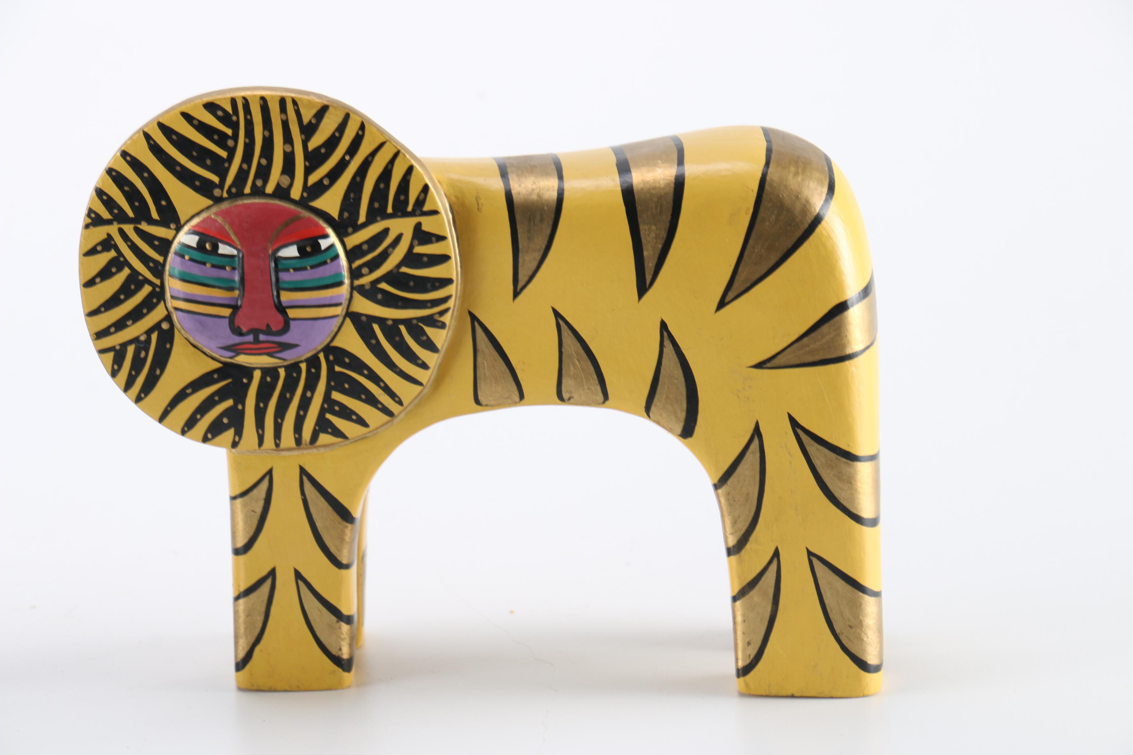 Wooden Lion Sculptures