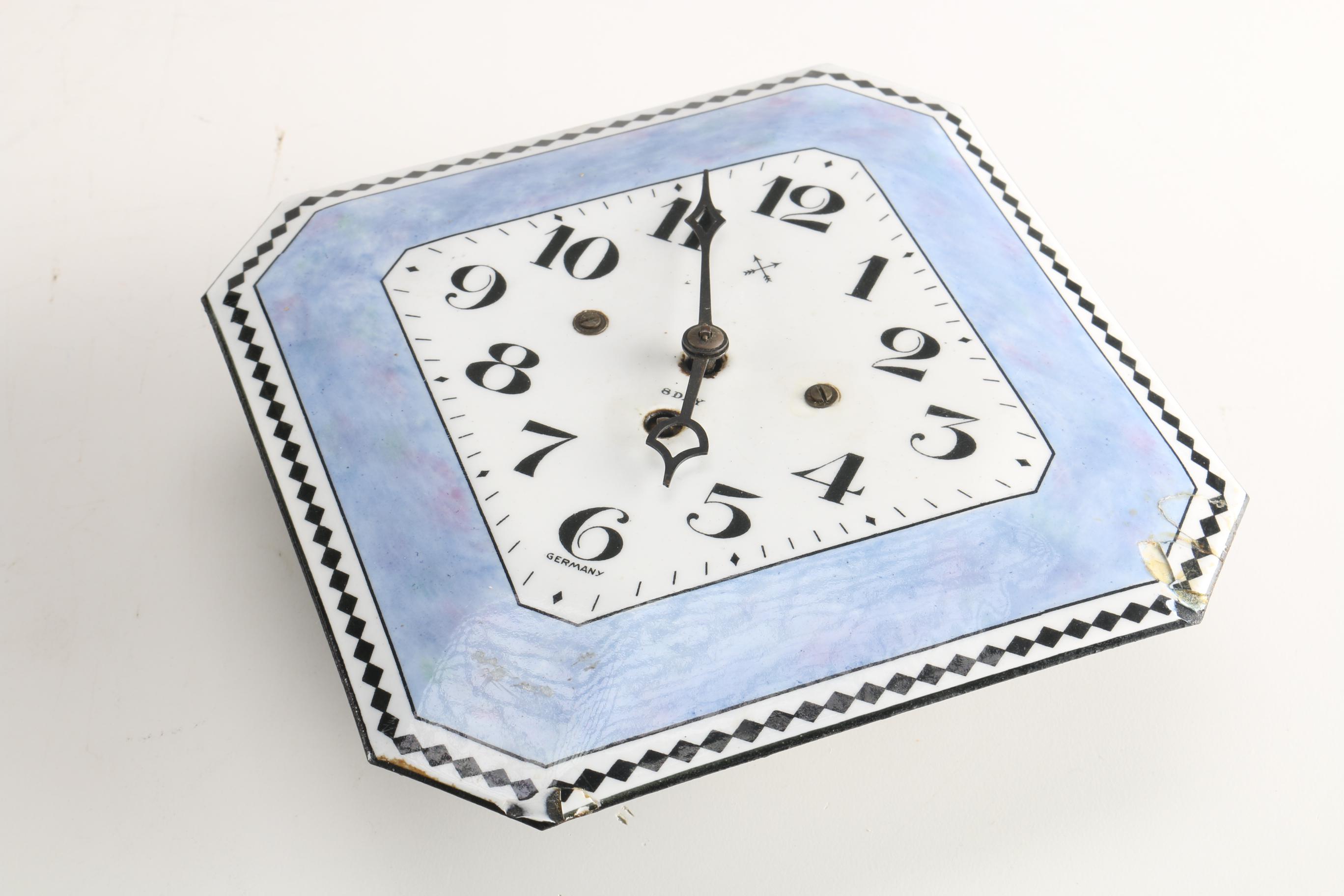 Vintage Hamburg American Clock Company Ceramic Wall Clock