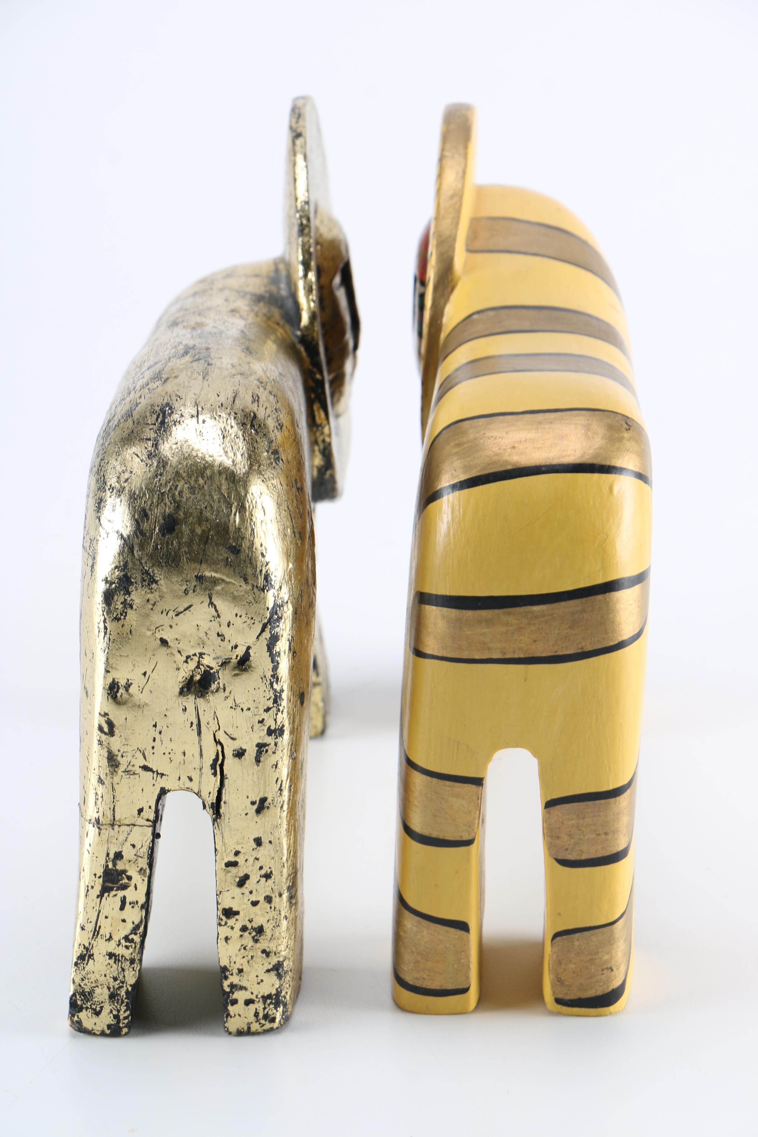 Wooden Lion Sculptures