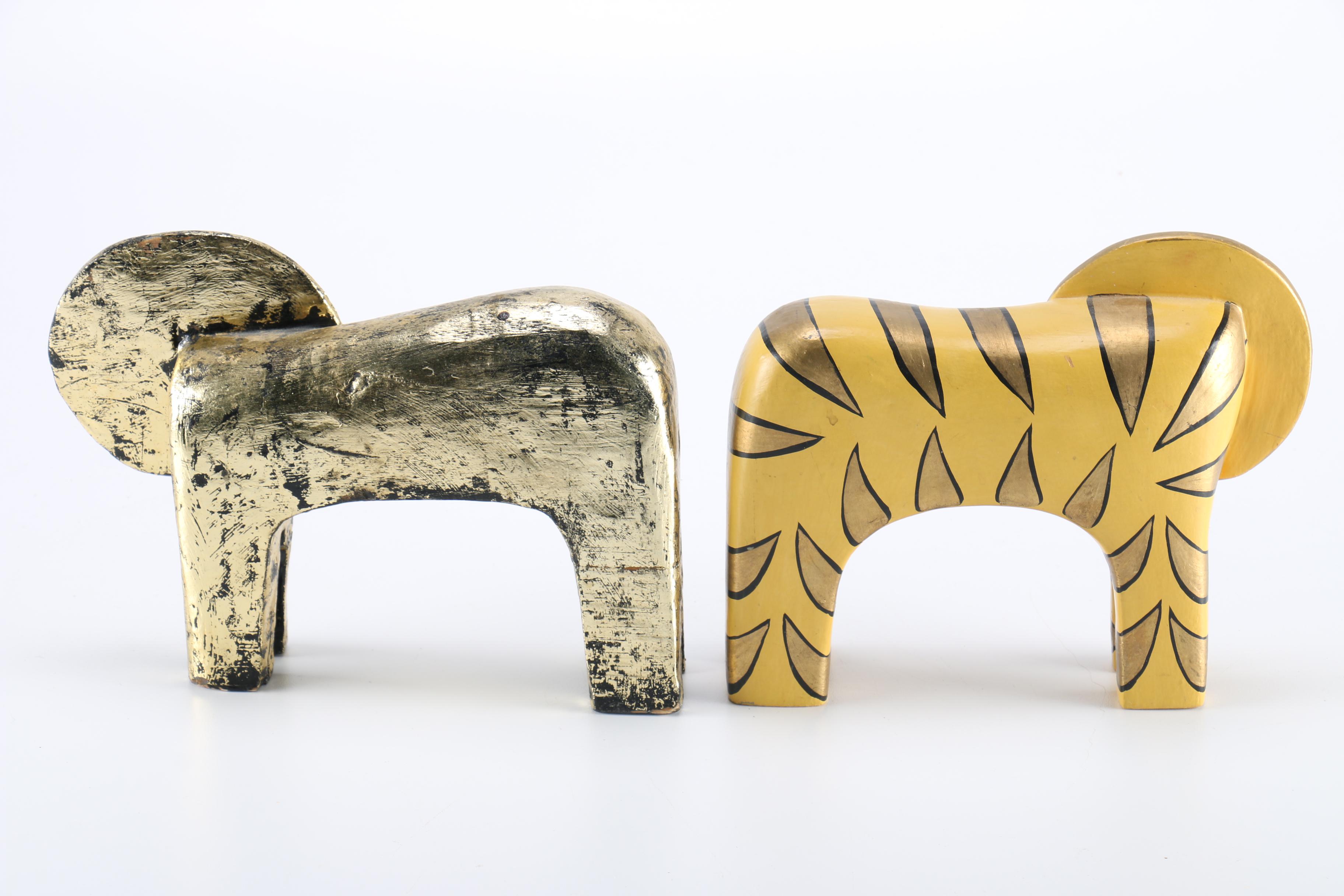 Wooden Lion Sculptures