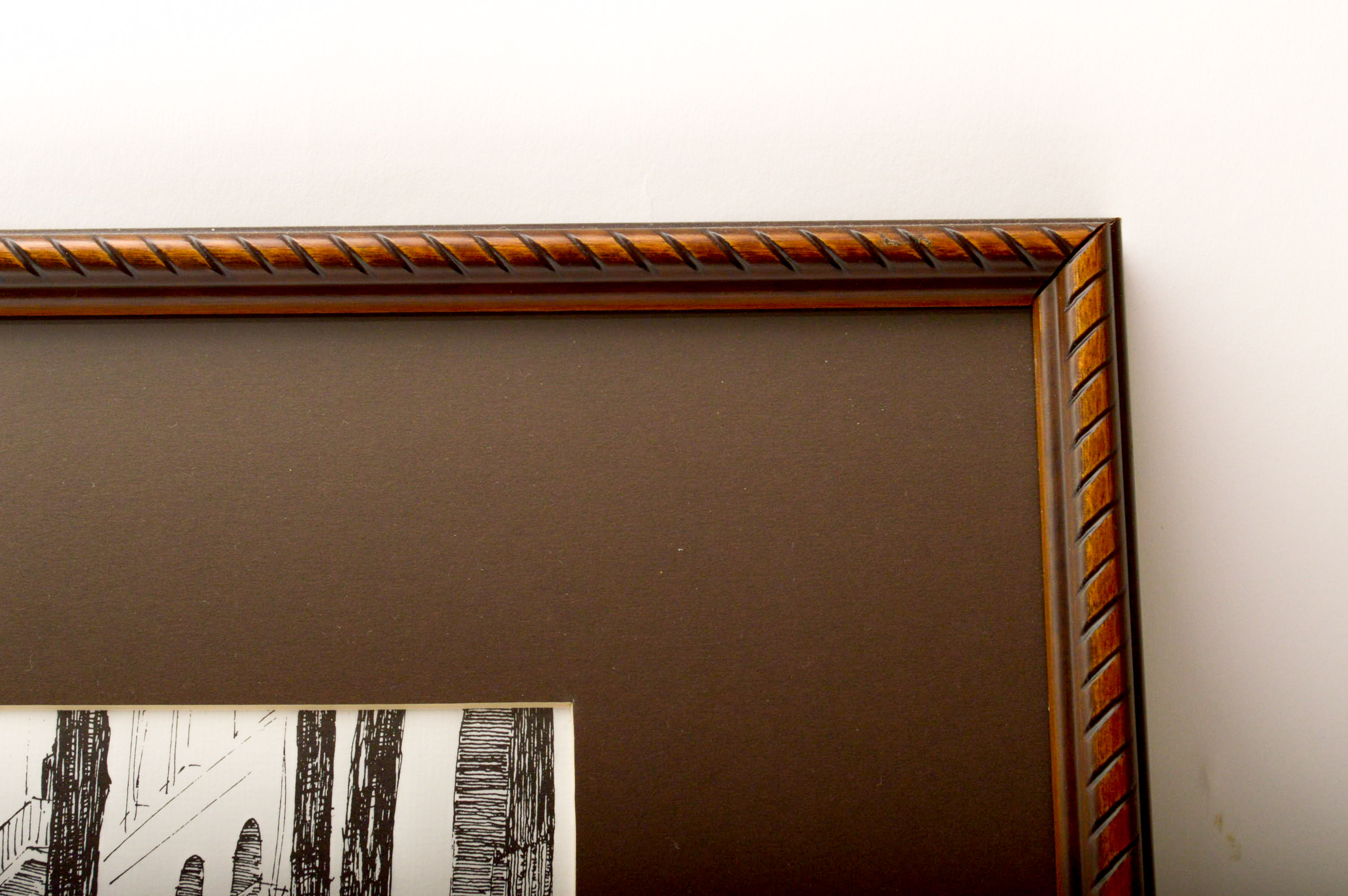 1982 Ink Drawing of  San Antonio Riverwalk