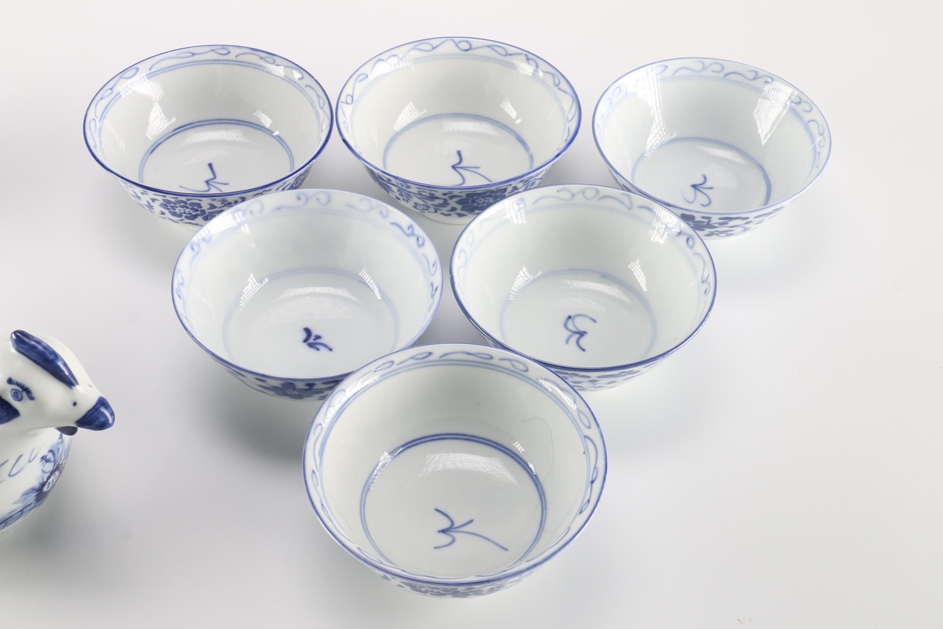 Chinese White and Blue Tea Set