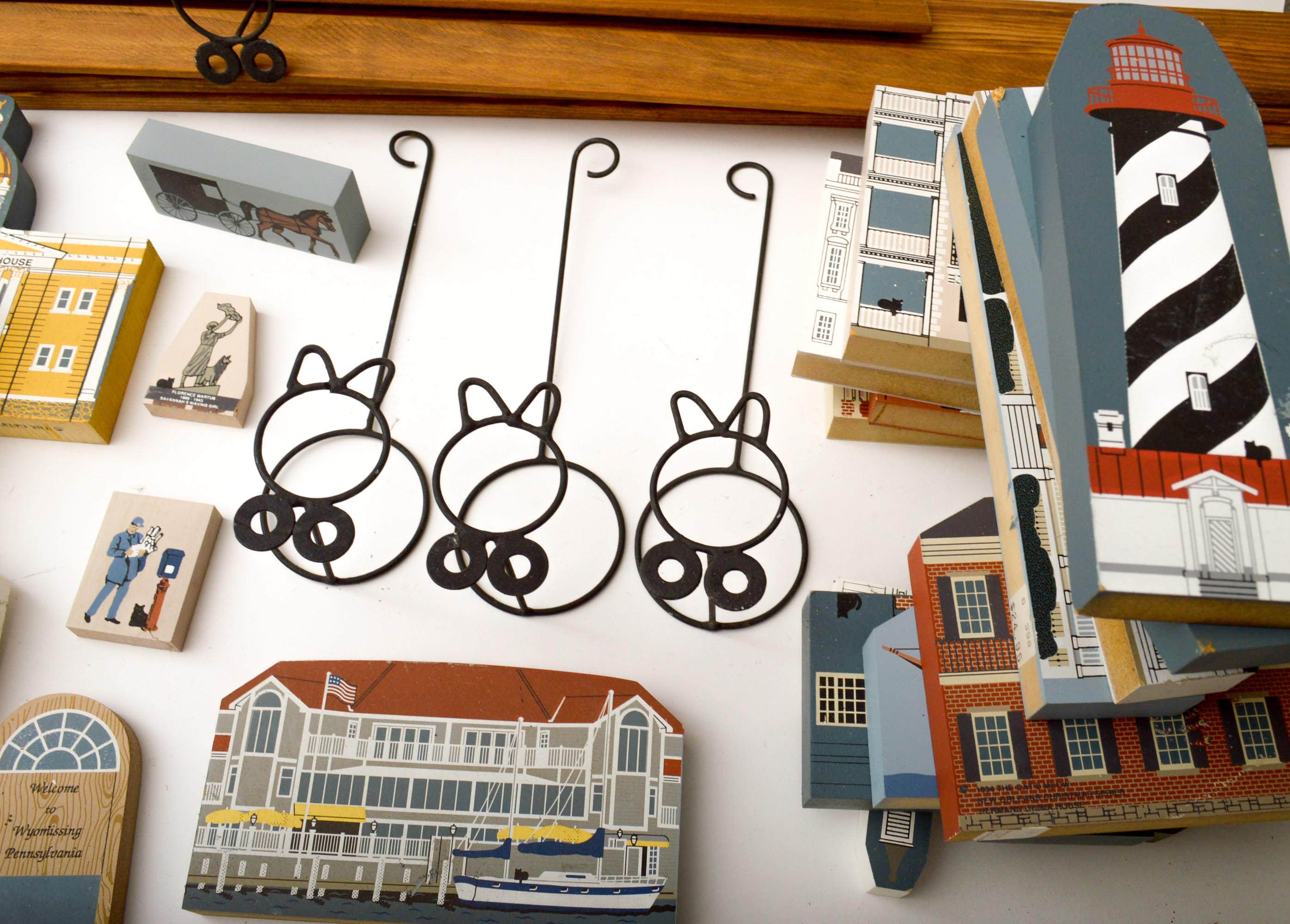 Vintage "The Cat's Meow" Wooden Village Series and Shelves