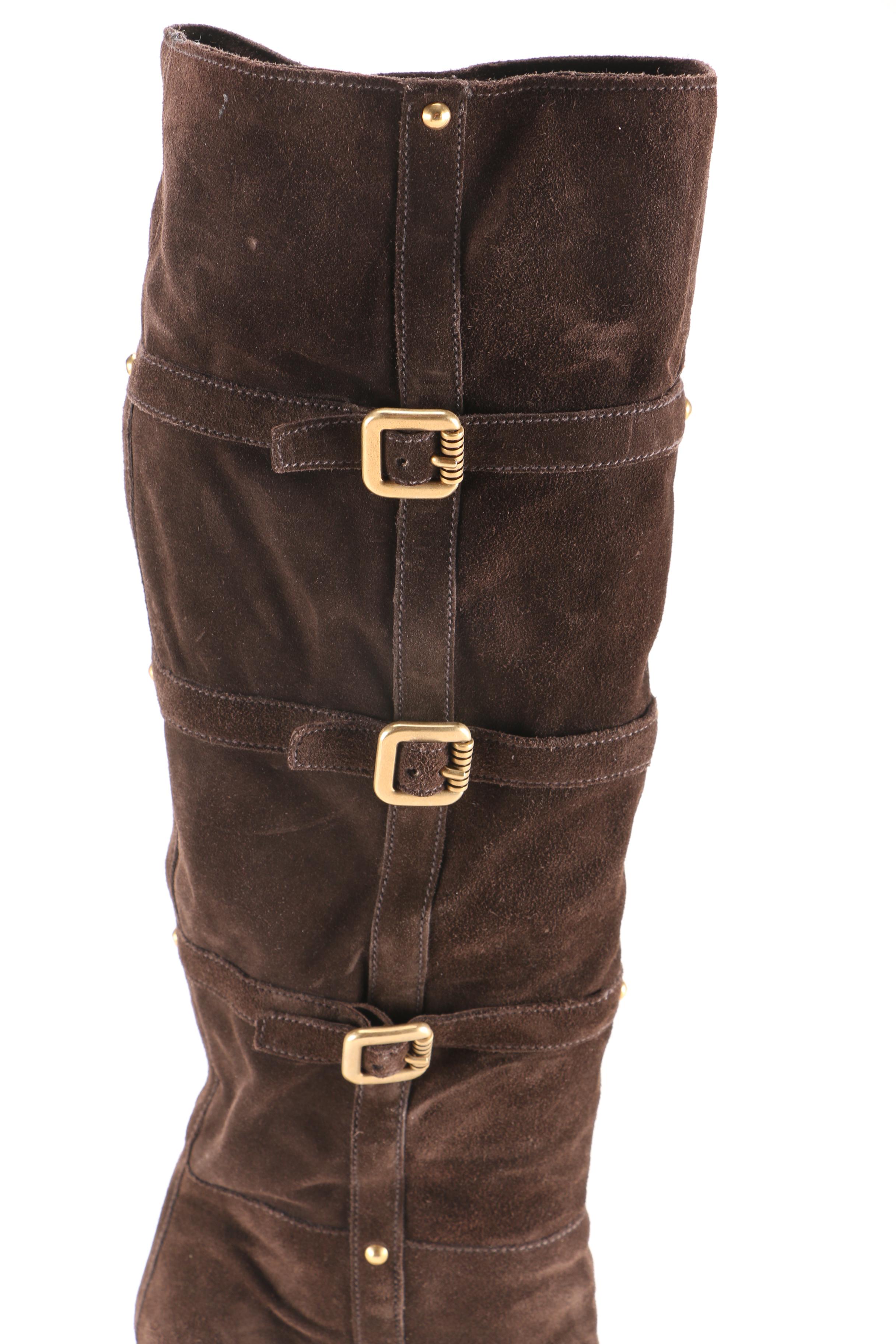 Prada Knee-High Brown Suede Boots