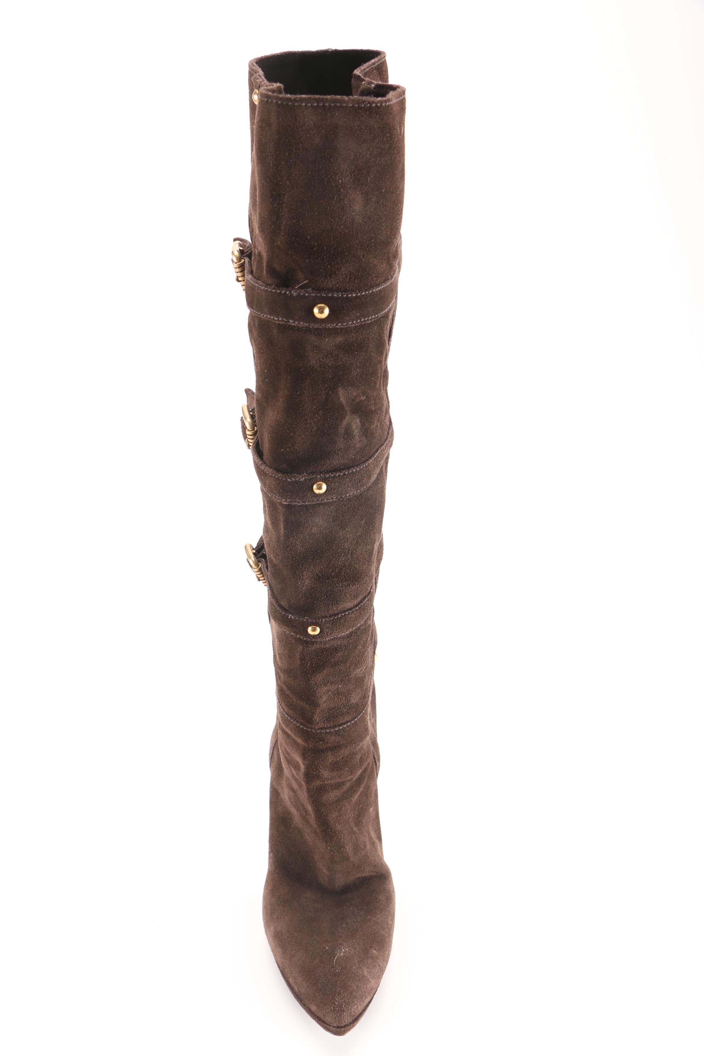 Prada Knee-High Brown Suede Boots
